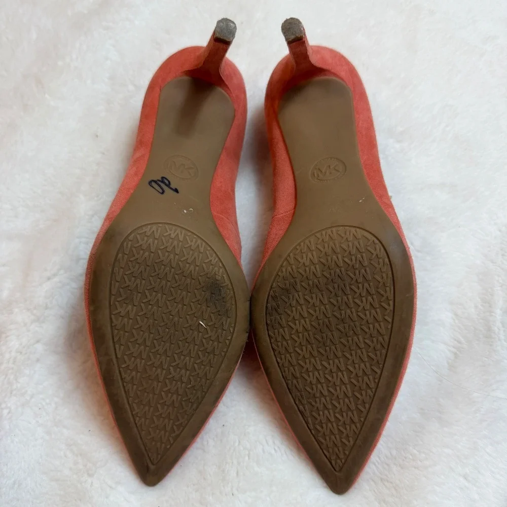 Michael Michael Kors Dorothy Flex Pumps Coral Pink Suede Pointed Toe Heels 8M